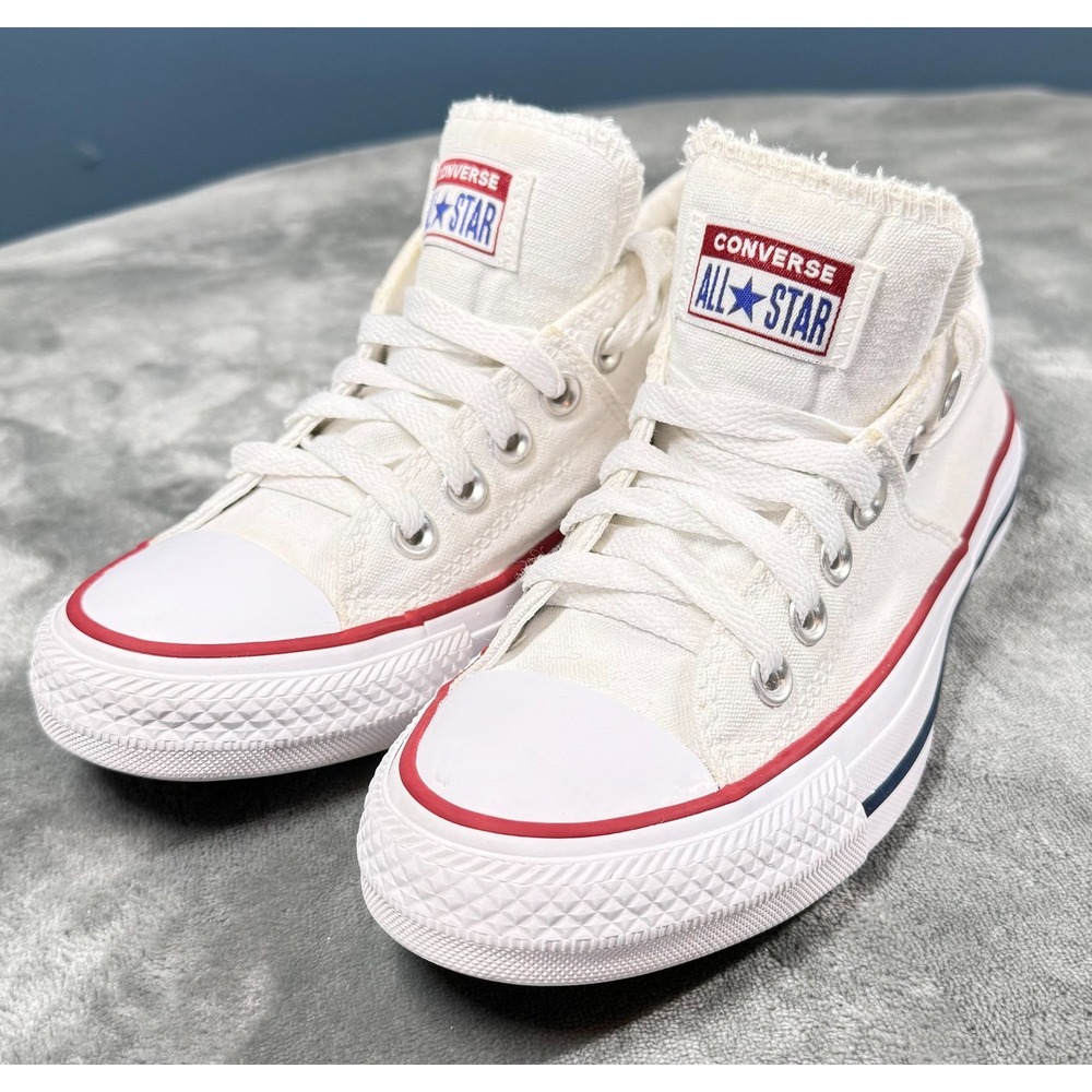 Converse All Star Womens 6.5 Mid Top Sneakers White Canvas Classic